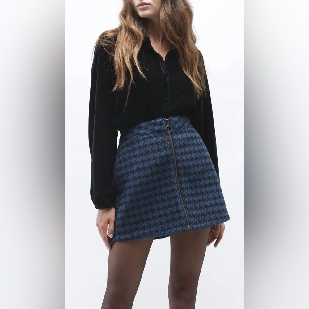 OAT New York houndstooth zip skirt with pockets